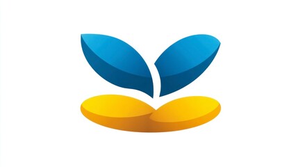 Obraz premium Abstract Blue and Yellow Leaf Design for Nature and Growth Themes