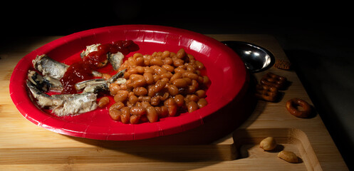 Disgusting bean and sardine meal