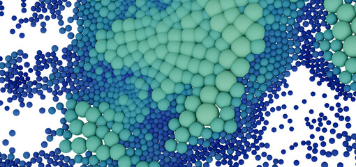 Seamless texture of 3D spheres. Gradient blue and green colors. Ideal for backgrounds and designs.