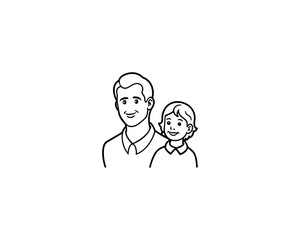 Minimalist AI Line Drawing of Dad and Kid Inside Heart – Happy Father’s Day, Family Bonding, and Love Concept Design.