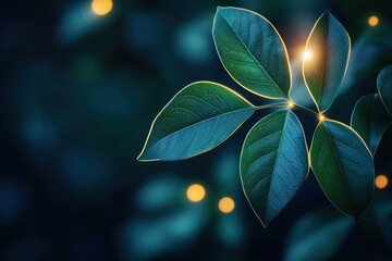 Dark, glowing leaves in natural setting
