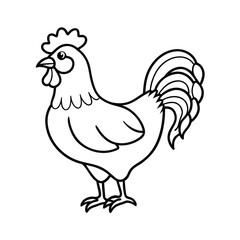 coq au vin outline drawing vector