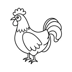 coq au vin outline drawing vector