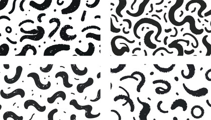 Abstract Grid Layout Featuring Colorful Doodles and Freehand Hand-Drawn Vector Elements for Creative Design