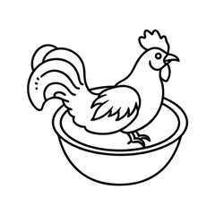 coq au vin outline drawing vector