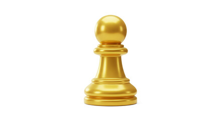 Golden Chess Pawn Strategy Success Luxury 3D Render Shiny Isolated White Background Polished Gold