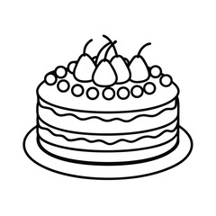 black forest cake dessert line vector artwork