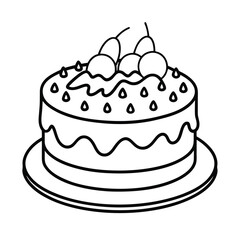 black forest cake dessert line vector artwork