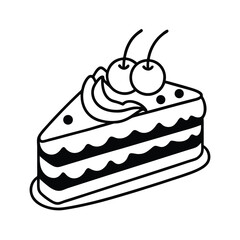 black forest cake dessert line vector artwork