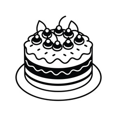 black forest cake dessert line vector artwork