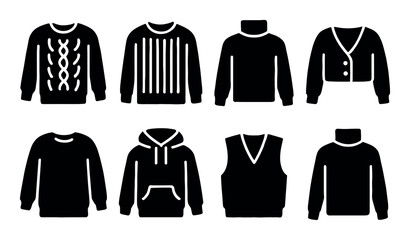 Fototapeta premium Variety of sweater designs: pullover, hoodie, cardigan, vest