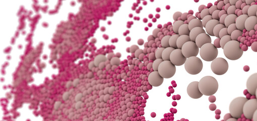 3D rendering of pink and beige spheres, perfect for presentations or website backgrounds.