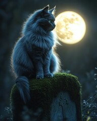 Feline Majesty Under Moonlight