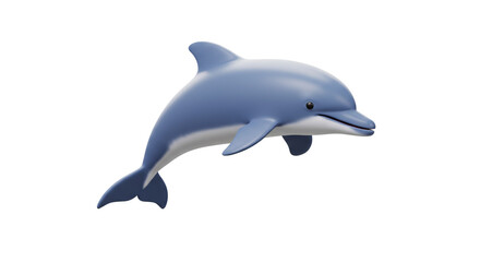 Fototapeta premium Playful dolphin leaping isolated on white background 3D render cute marine mammal ocean wildlife