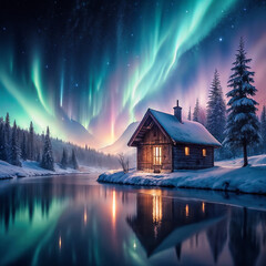 Fototapeta premium house on the lake