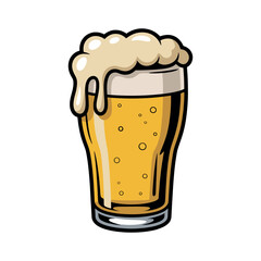 Refreshing Pint of Beer with Creamy Head and Bubbles Illustration