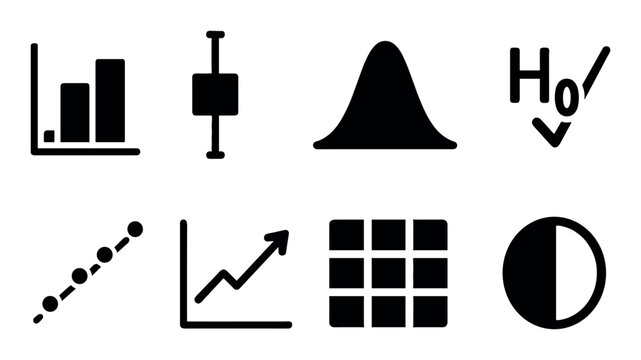 Statistical chart icons collection for data analysis and visualization
