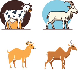 qurbani  Farm Animals and Rural Life Vector Illustration Set