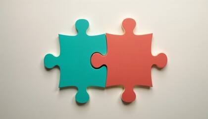 Obraz premium Colorful puzzle pieces connecting on a neutral background 