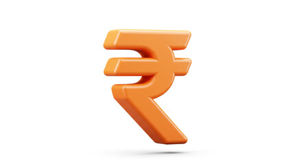 Bold orange Indian Rupee symbol 3D render clean white background Simple modern design