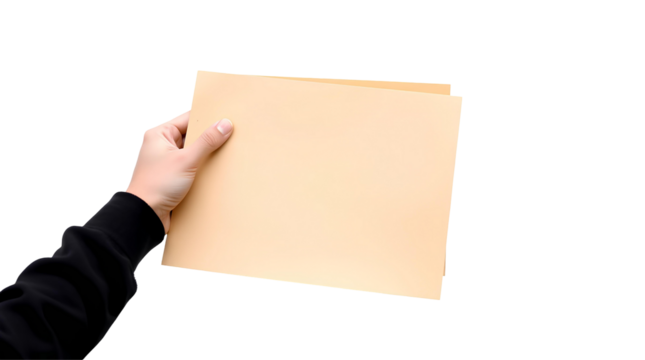 Photo of hand holding file folder, paper isolated on transparent background.png
