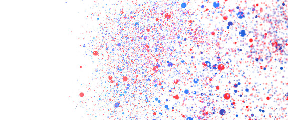 Vibrant red and blue particles dispersed on white. Ideal for backgrounds, designs, and textures.