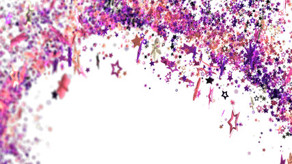 Sparkling pink and purple star confetti on white. Perfect for celebrations, backgrounds, and festive designs.
