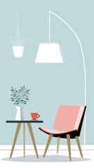 a table with a lamp