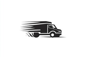 Fast Delivery Truck: A Dynamic Black and White Logo