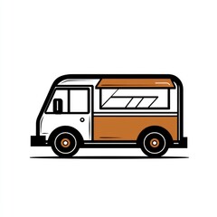 Retro Food Truck: A Simple, Bold Line Art Illustration