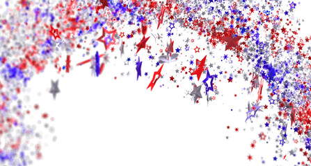 Red, white, and blue stars burst background perfect for 4th of July, Memorial Day, or other patriotic celebrations.