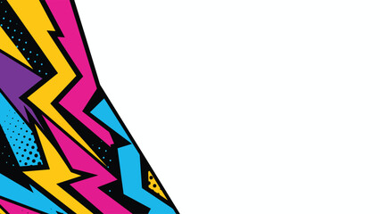 zigzag pop comic background with right aligned copy space