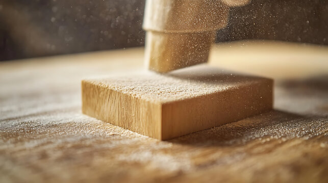 Woodworking Tool Sanding a Block of Wood