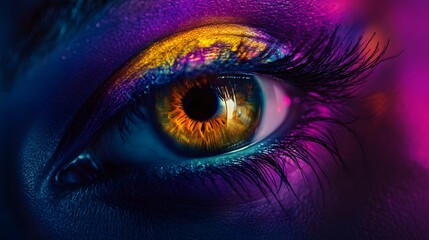 . A creative image of a standy featuring vibrant graphics and an eye-catching design captured in a surreal moment