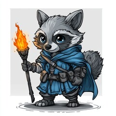 Brave Raccoon Warrior is the name of this fantasy character illustration