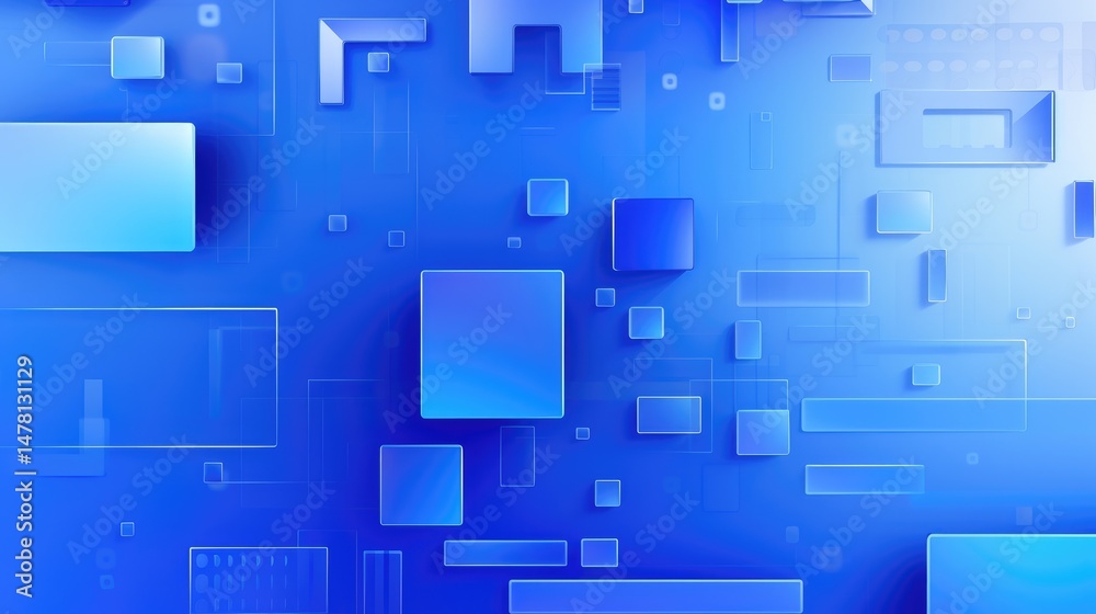 Wall mural blue background with gradient color, abstract shapes and video game elements for gaming logo or bann