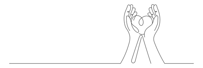 Editable vector stroke of Love and Care. Autism related concept. Continuous one line drawing. Vector illustration