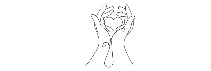 Fototapeta na wymiar Editable vector stroke of Love and Care. Autism related concept. Continuous one line drawing. Vector illustration