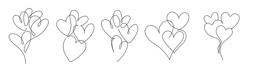 Editable vector stroke of Love and Care. Autism related concept. Continuous one line drawing. Vector illustration