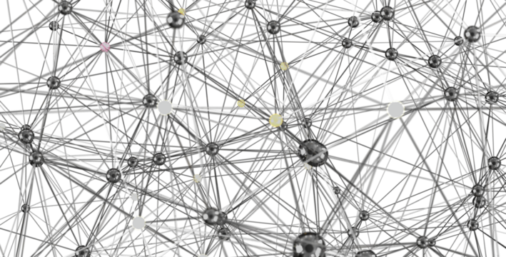 Abstract image of a complex network. Ideal for technology, connection, and data visualization.