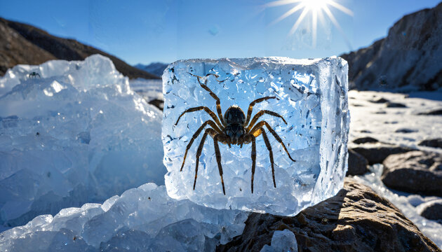 Le reflet d'une araign&eacute;e dans la glace