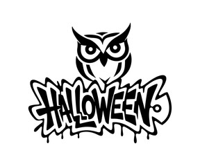 Halloween owl on a white background