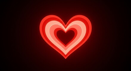 Glowing Red Heart Shape on Dark Background for Love Concepts