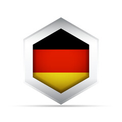 Germany Flag in Hexagon Shape – 3D-Style Vector Icon with Black, Red, and Gold
