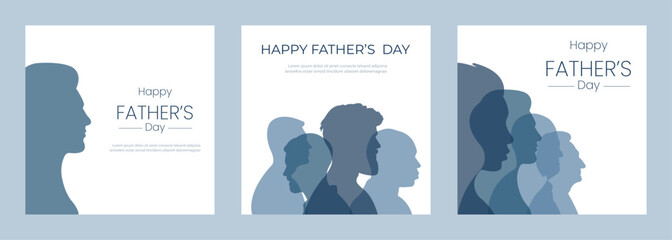 Happy Father's Day.A set of cards with silhouettes of men.Vector illustration.