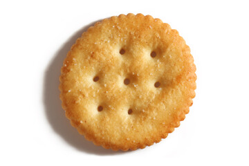 Close-up of Round Crackers on a white background