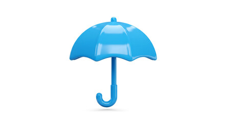 Shiny blue umbrella icon protection symbol 3D render simple design isolated on white background