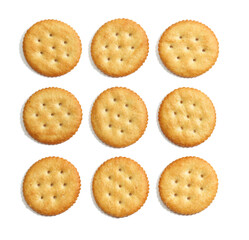 Close-up of Round Crackers on a white background