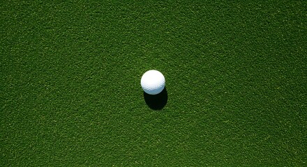 Golf Ball Resting on Green Grass Surface From Above