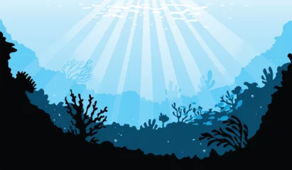 Papier peint photo Sirène Under water background, fantasy sea, under the sea  © dadan_pm